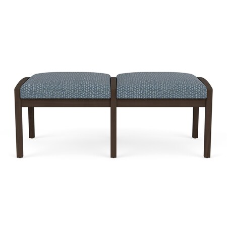 Lesro Lenox Wood 2 Seat Bench Wood Frame, Mocha, RF Serene Upholstery LW2001